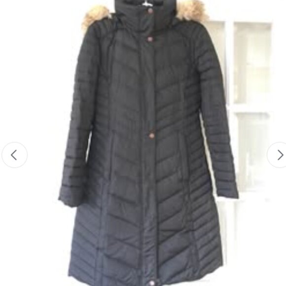 Marc New York Women Down Puffer Coat With Fox Fur Black Small - Picture 1 of 3